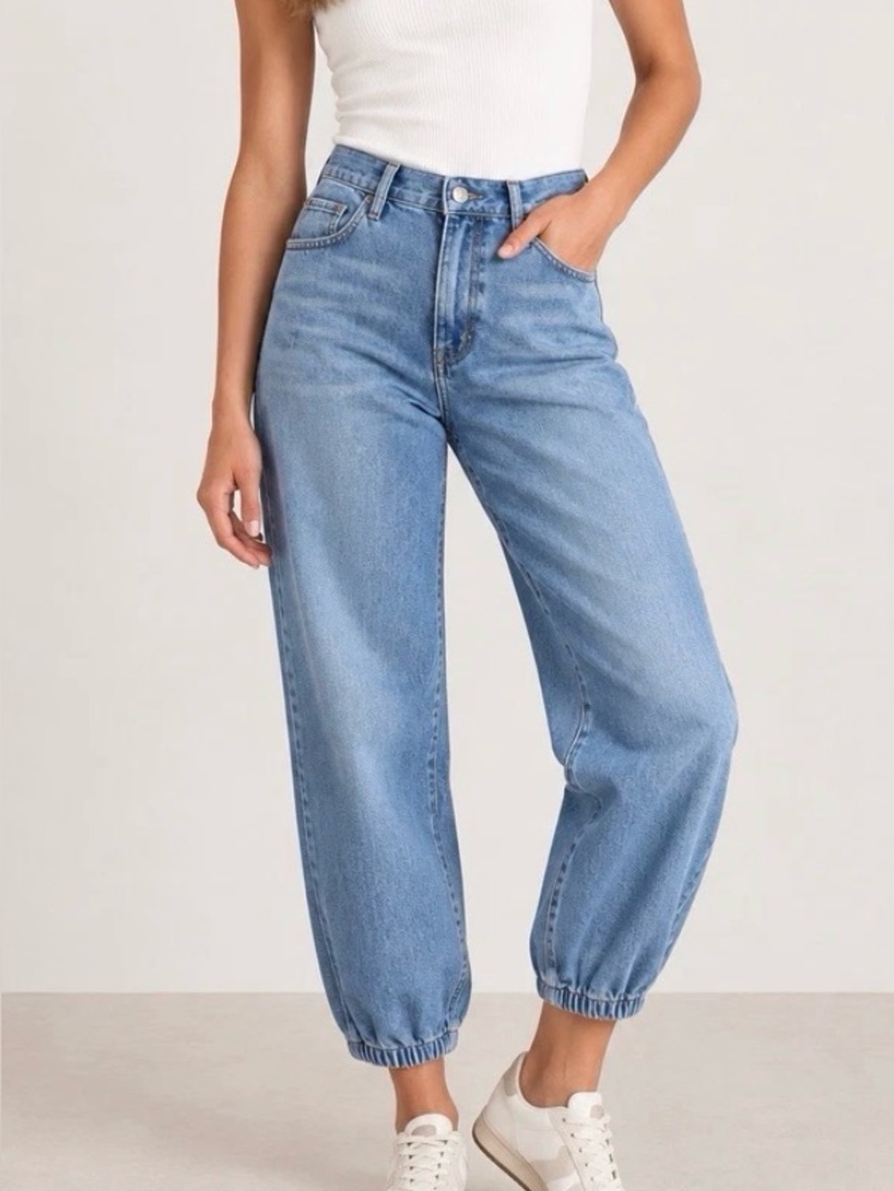 FRAME Le Lounge High Rise Relaxed Cropped Jogger Jeans Sz 28 Chill